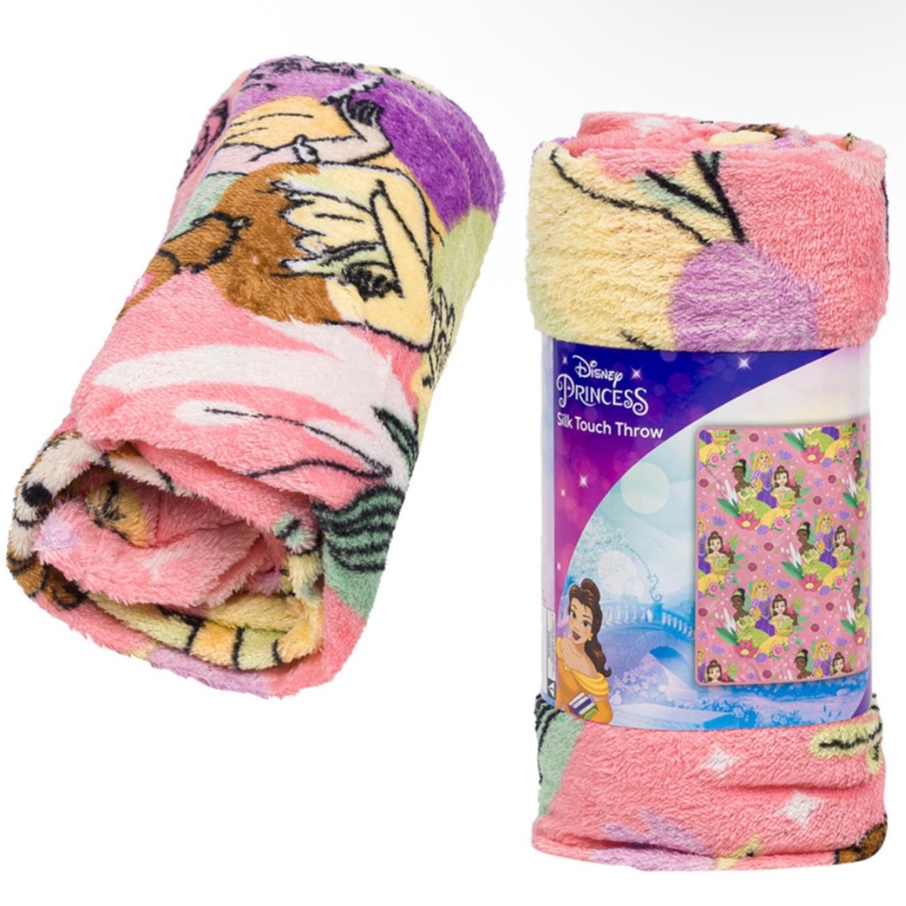Disney Princess Plush Blanket - Pink, Purple, Yellow